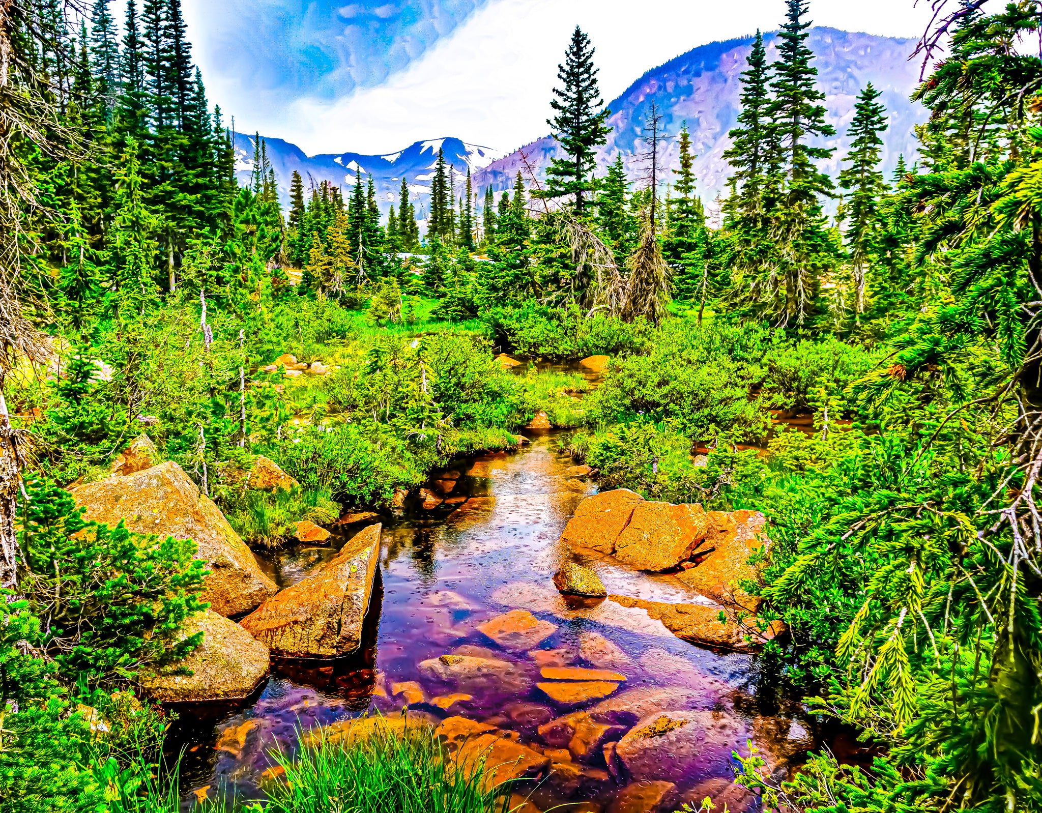 "Raindrops on Pond in Mount Zirkel Wilderness, WY"